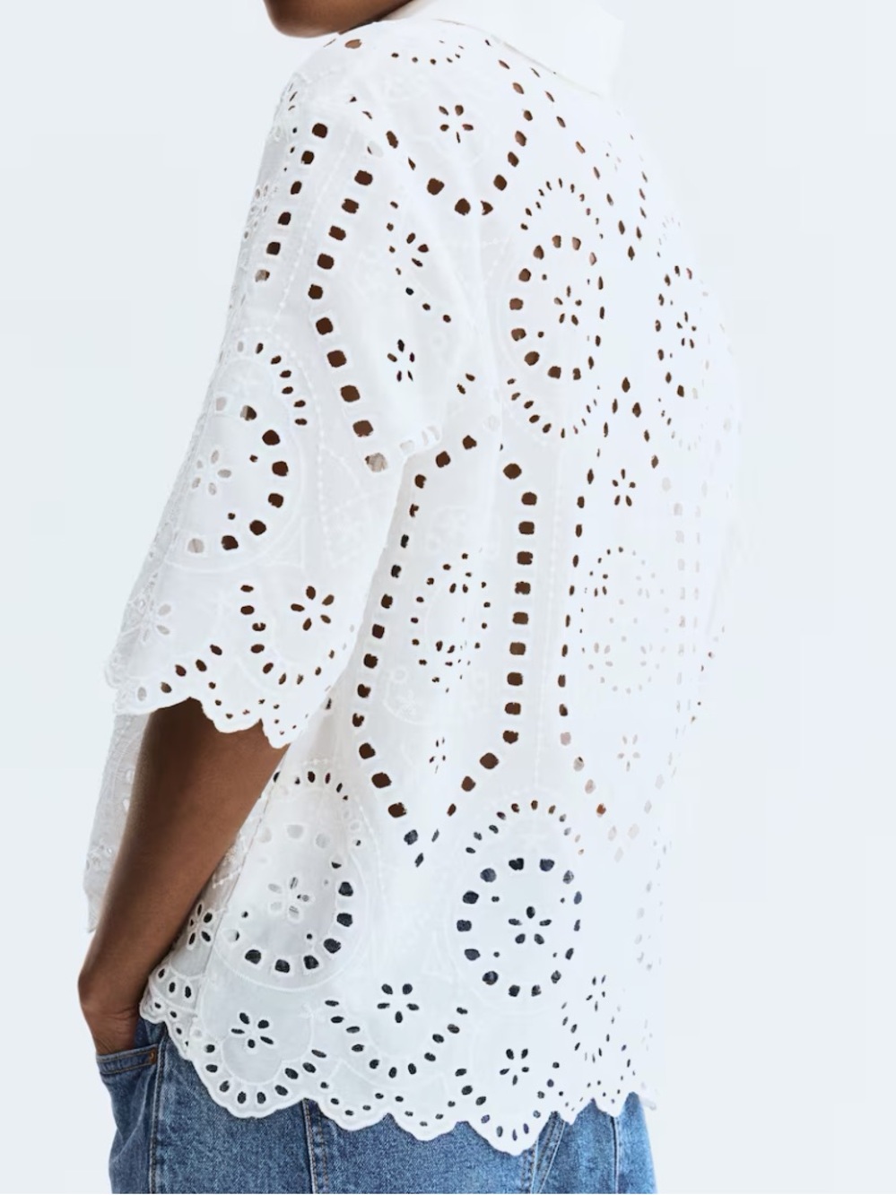 H&M Eyelet Embroidered Cotton Shirt - Picture 3 of 13